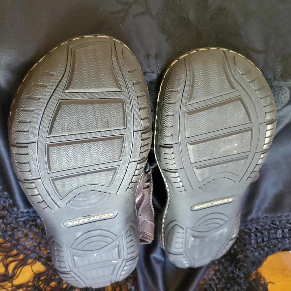 Skechers Men's Brown Leather Strap Sandals, Size 10